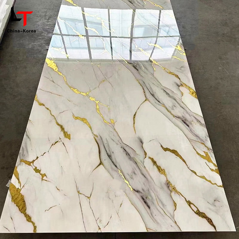 صفحه ضد آب 1220×2440 میلی متر 3 میلی متر PVC UV برای تزئین پانل دیوار داخلی با پوشش براق برای دکوراسیون طراحی دفتر خانه