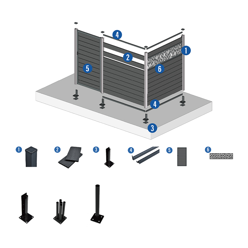 چوب پلاستیک کامپوزیت حصار Wpc پانل های حصار حیاط خانه باغ حیاط خانه بهتر از نرده پی وی سی وینیل ضد آب در فضای باز برد حریم خصوصی Hdpe