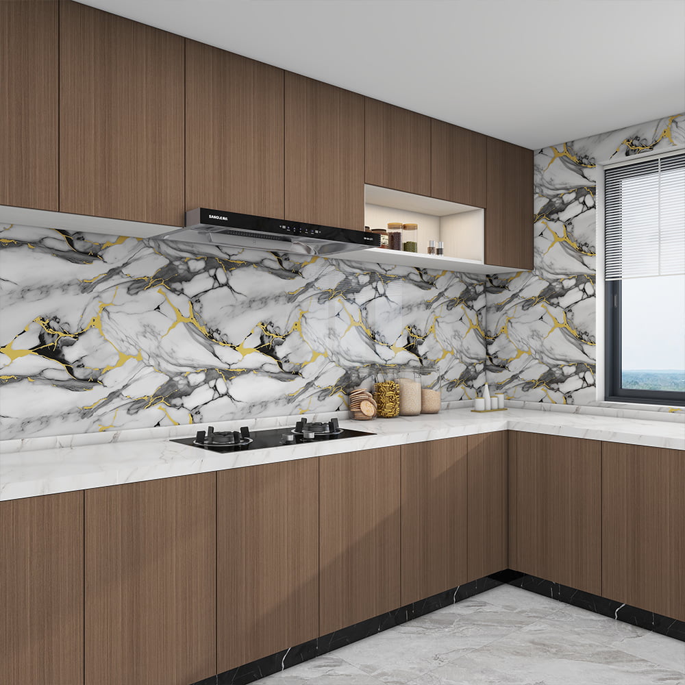 رول کاغذ دیواری مدرن براق سنگ مرمر چسبنده PVC خود چسب ضد آب دکوراسیون داخلی منزل برچسب ورق مرمر