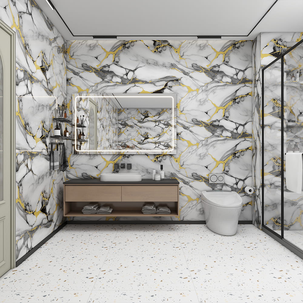 رول کاغذ دیواری مدرن براق سنگ مرمر چسبنده PVC خود چسب ضد آب دکوراسیون داخلی منزل برچسب ورق مرمر